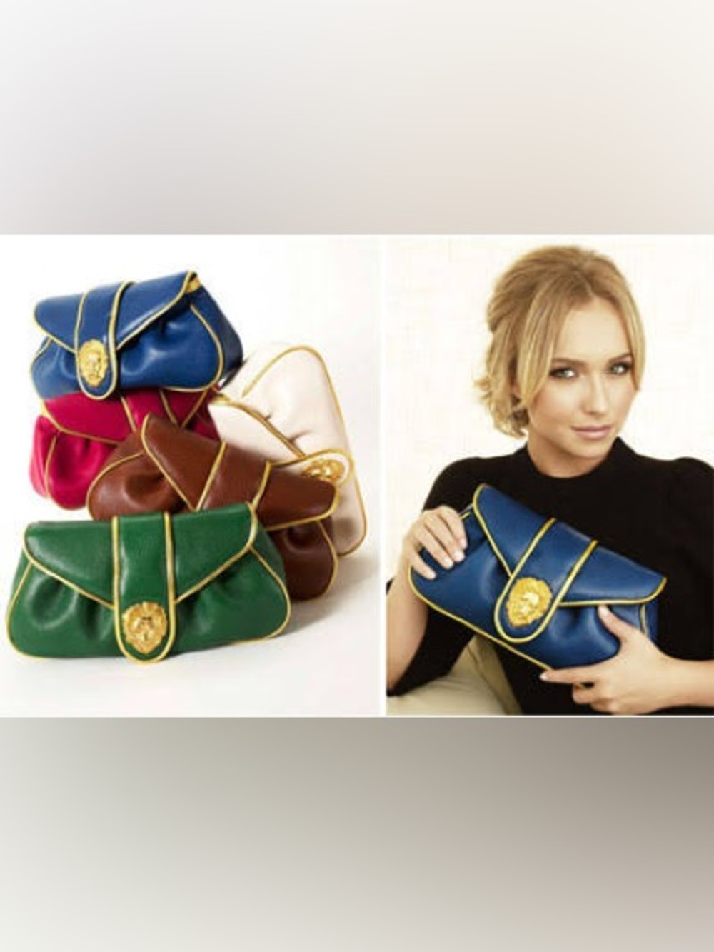 Dooney & Bourke x Hayden Panettiere Gold Plated Leather Clutch, Lim Ed Y2K, Rare - Picture 15 of 15